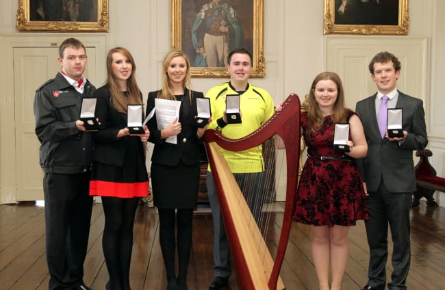 Previous recipients of the gold award, at Áras an Uachtaráin.