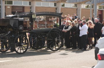 Mourners at the funeral for Jeremy O'Brien at The Holy Family Church in Askea, Co Carlow.