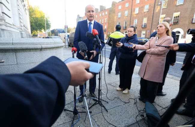 Taoiseach speaking to the media and reporters before the cabinet meeting this morning about the public sector strike tomorrow.