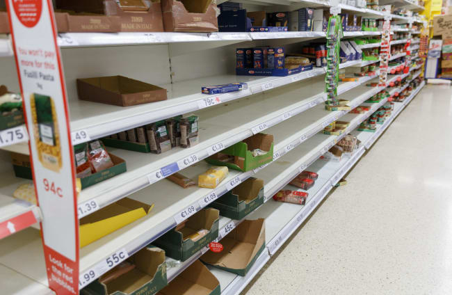 Empty shelves at a supermarket in Cork (file photo)