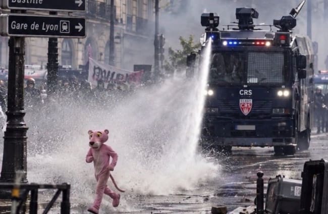 Viral images of a rioter in a Pink Panther costume at the French protests were AI-generated
